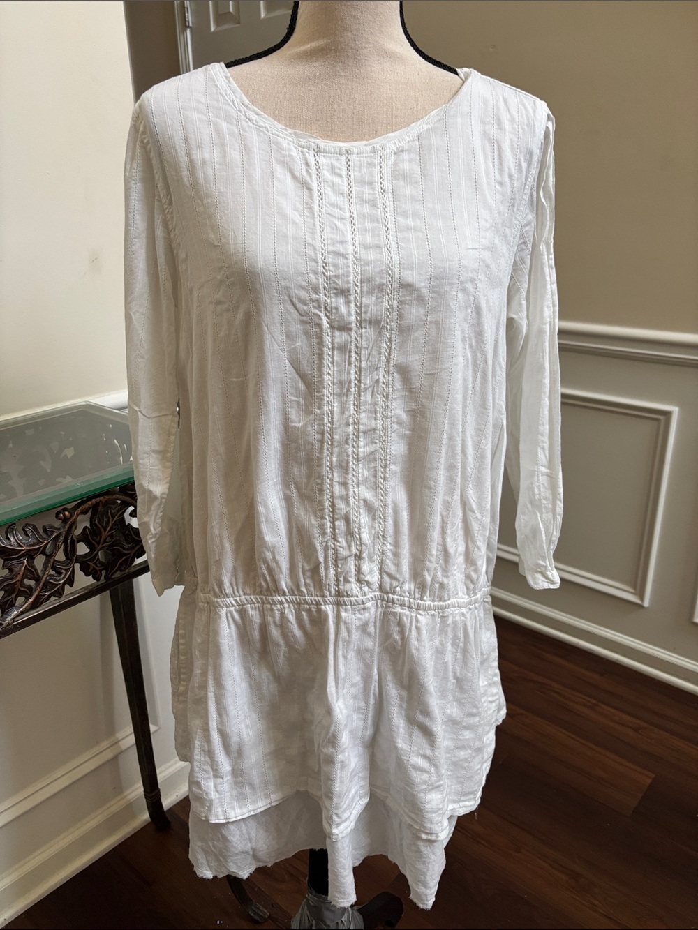 House of Harlow 1960 White Pintuck Peasant Tunic/Dress size Medium